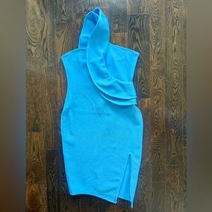 Aqua Blue In Shoulder Bandage Dress